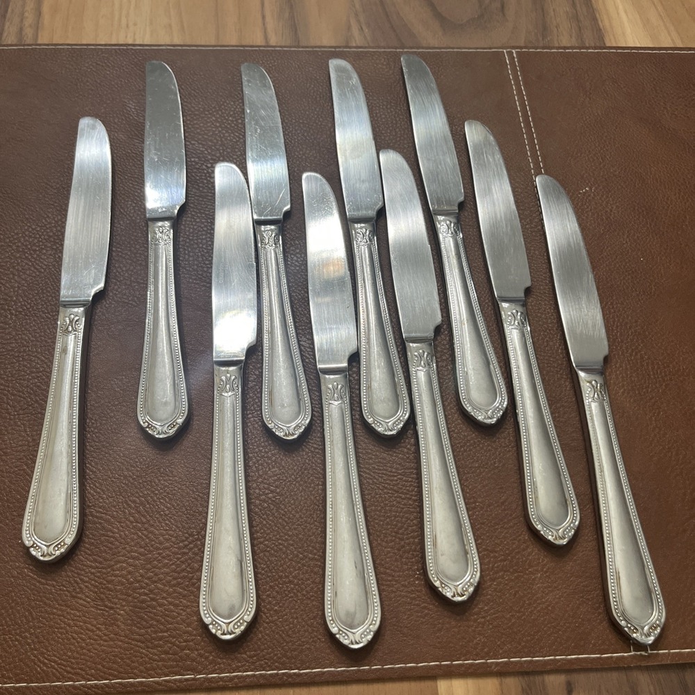 Hampton Silversmiths Stainless Steel 18/10 LAUREN FROSTED Lot 10 Dinner Knives